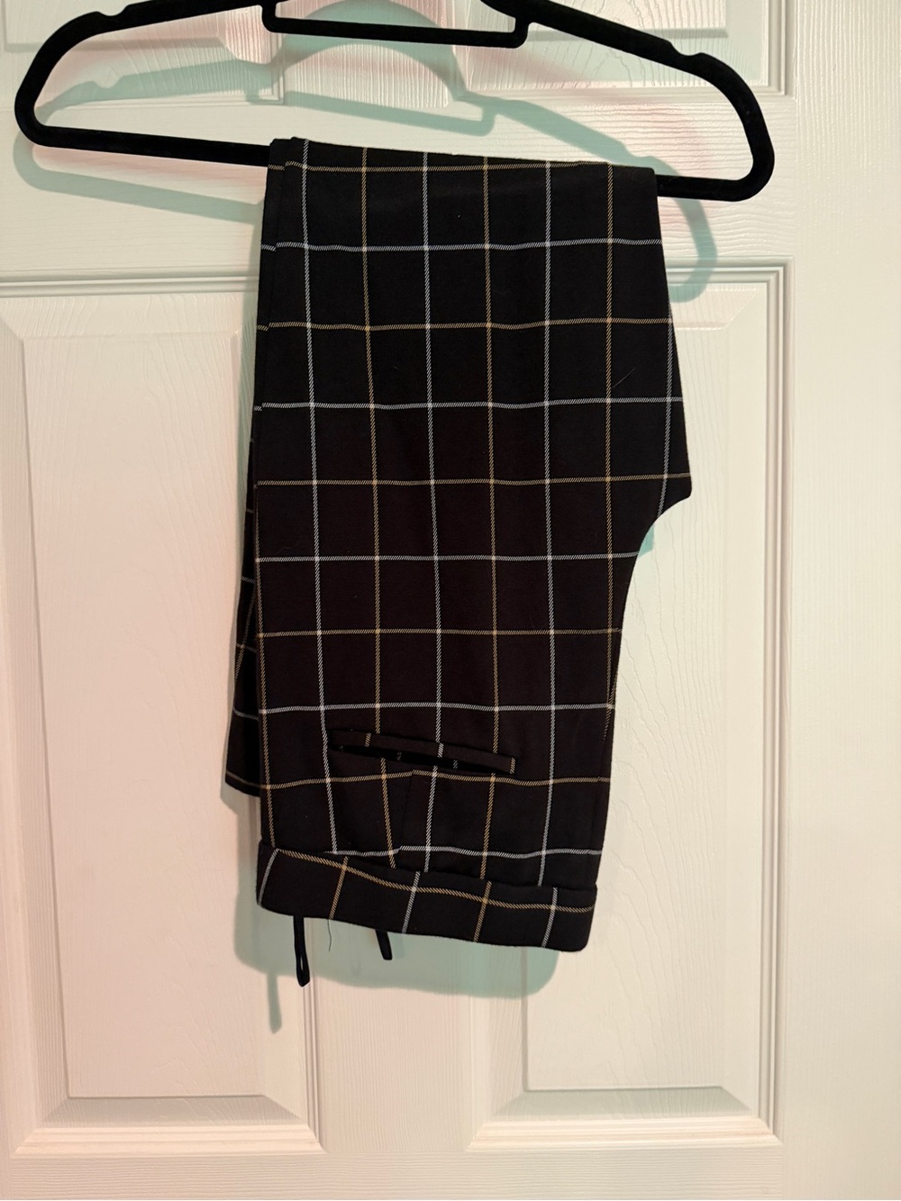 Black Windowpane Boot-Cut Pants